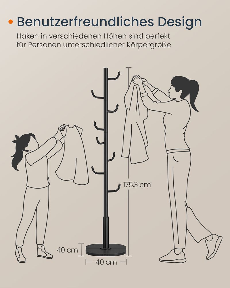 Vrijstaande Kapstok in Cactusvorm – Metaal en MDF – 175 cm Hoog – Voor Jassen, Tassen, Sjaals en Meer