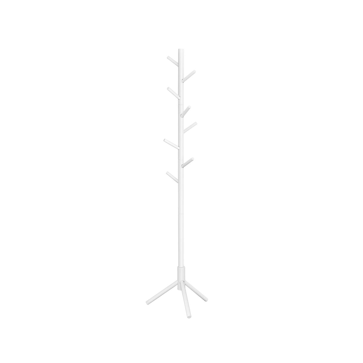 Vrijstaande Kapstok – Verstelbaar – 8 Haken – Massief Hout – 47 x 47 x 175 cm – Wit