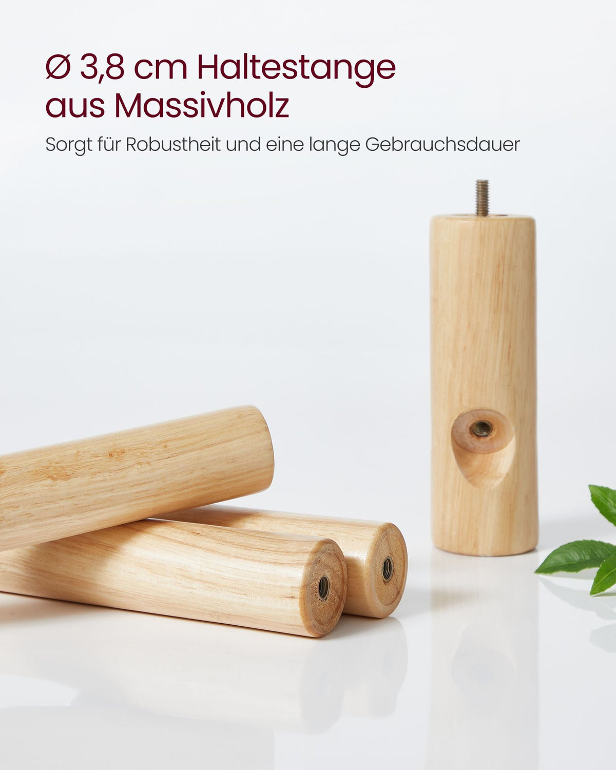Vrijstaande Kapstok – Verstelbaar – 8 Haken – Massief Hout – 47 x 47 x 175 cm – Wit