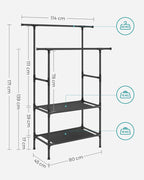 Dubbele Kledingstandaard met Planken – Lichtgewicht Garderobe van Metaal en Vliesstof