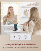Kaptafel - Kailyn Collectie - LED Verlichting - Stopcontact - 9 Lades