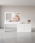 Kaptafel - Kailyn Collectie - LED Verlichting - Stopcontact - 9 Lades