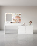 Kaptafel - Kailyn Collectie - LED Verlichting - Stopcontact - 9 Lades