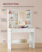 Compacte Kaptafel Met Dimbare LED-Spiegel - 2 Lades - Ruimtebesparend Design