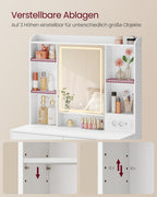 Compacte Kaptafel Met Dimbare LED-Spiegel - 2 Lades - Ruimtebesparend Design