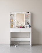 Compacte Kaptafel Met Dimbare LED-Spiegel - 2 Lades - Ruimtebesparend Design