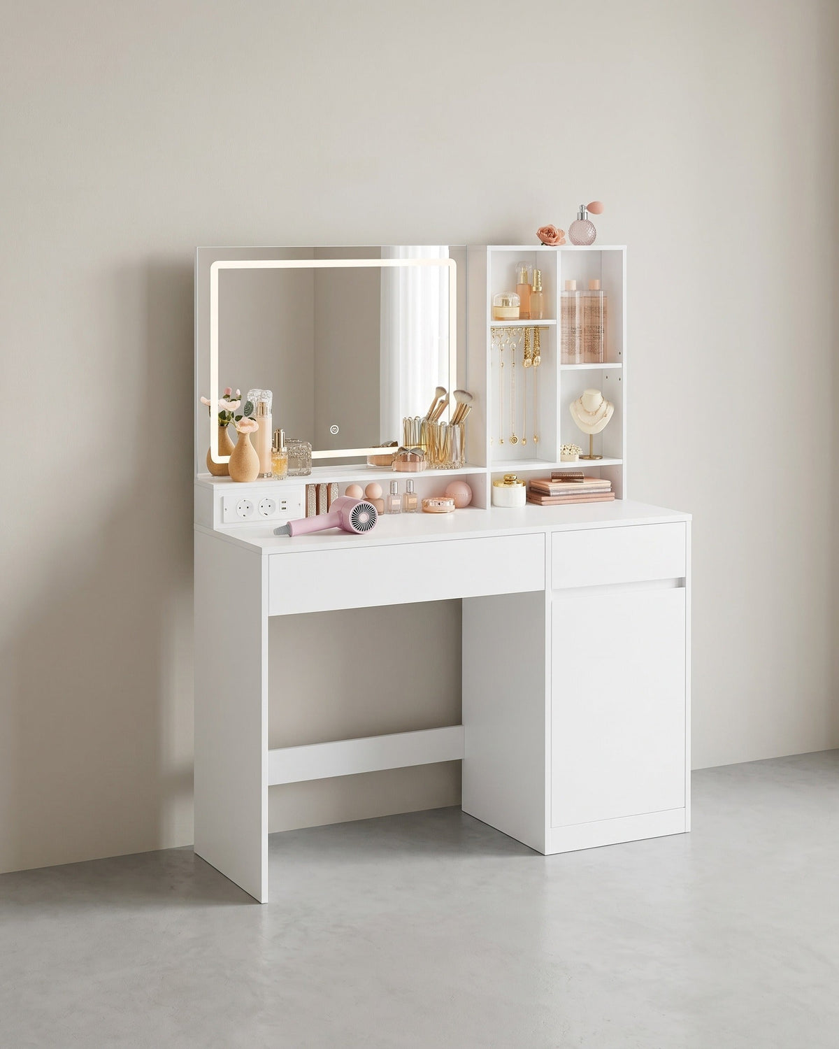 Moderne Kaptafel met Verlichting en Stopcontacten - USB-aansluiting