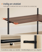 Open Kledingrek met Kapstokhaken – Industrieel Kledingrek met Legplanken – 2 Hangroedes – Tot 136 kg draagkracht