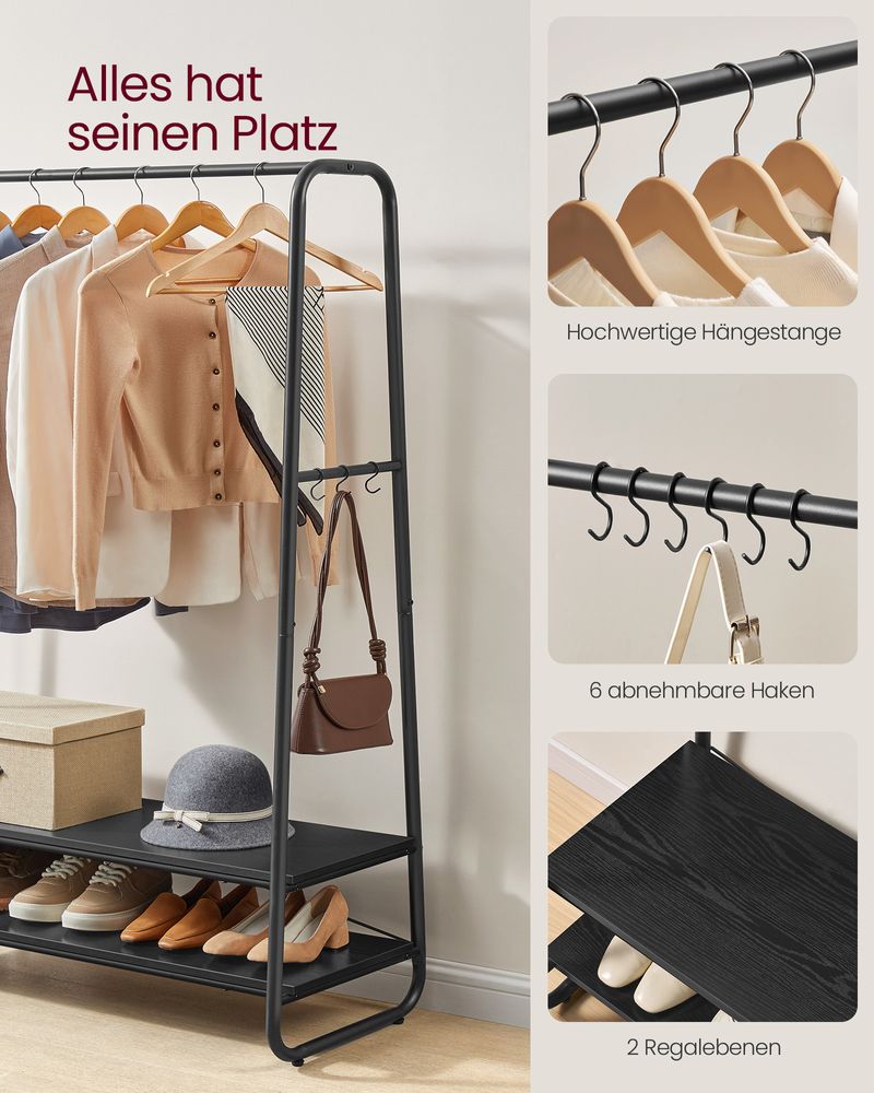 Kledingrek met Legplanken – Industrieel Design – Vrijstaand – 100 cm Breed
