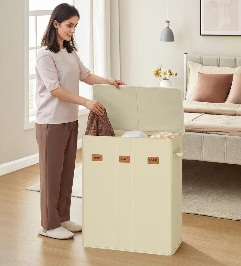 Wasmand met 3 Compartimenten – 160L/210L – Uitneembare Binnenzak – Met Deksel
