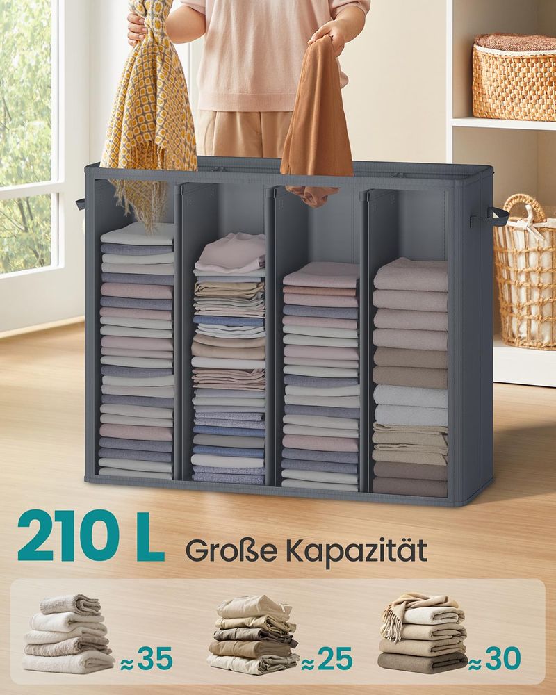 Wasmand met 3 Compartimenten – 160L/210L – Uitneembare Binnenzak – Met Deksel