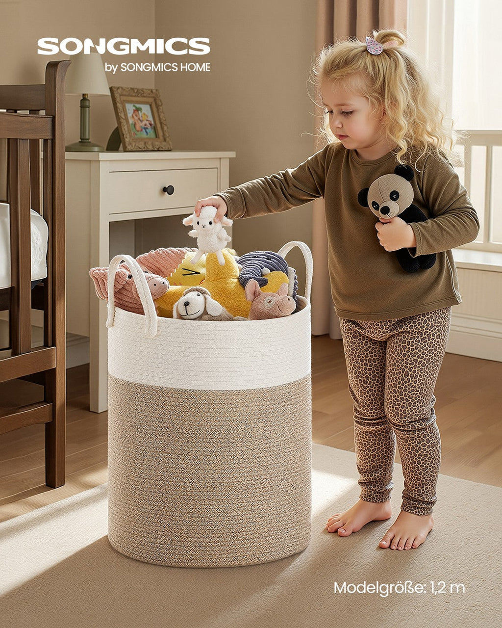 Wasmand Kinderkamer - Katoenen Touw - 60 Liter Opbergmand Met Handvatten