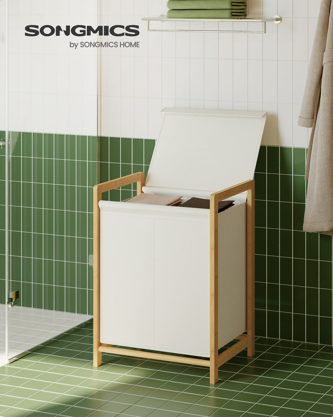 Wasmand Met Bamboeframe En Twee Vakken - 45 cm Breed - Voor Sorteren Van Was