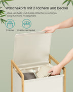 Wasmand Met Bamboeframe En Twee Vakken - 45 cm Breed - Voor Sorteren Van Was