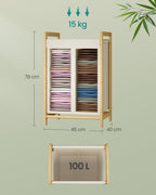 Wasmand Met Bamboeframe En Twee Vakken - 45 cm Breed - Voor Sorteren Van Was