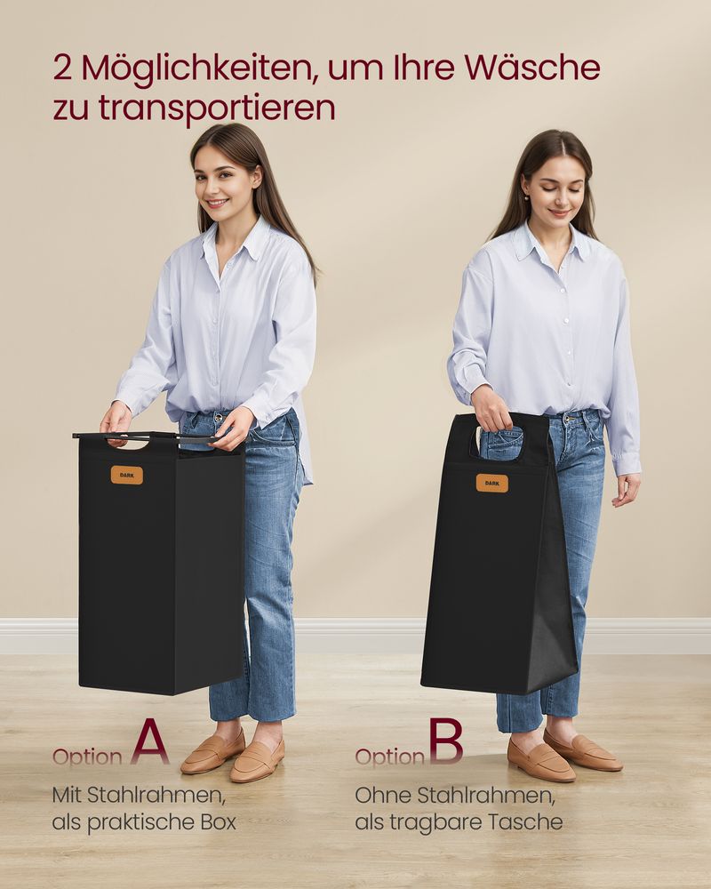 Wassorteerder met 4 Mandjes en Wielen – Waswagen met Labels en Bovenplank – 150 Liter – 72 cm Breed – Tot 39 kg Draagvermogen