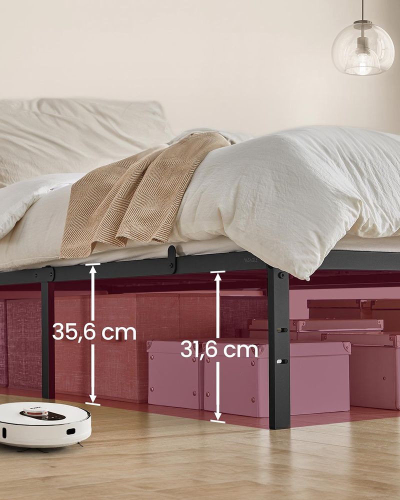 Metalen Bedframe – 90/140/160 x 200 cm – Hoog Onderbed – Geluidsarm – Stabiel en robuust