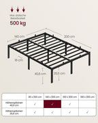Bedframe Metaal 140x200 - Met Opbergruimte - Modern Voor Slaapkamer
