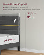 Bedframe - 2-Persoons - Gepolsterd Kopstuk - Voor Matras 140 x 190 cm