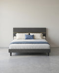 Gestoffeerd Bedframe – Leigrijs – In Hoogte Verstelbaar Hoofdbord – Robuuste Constructie