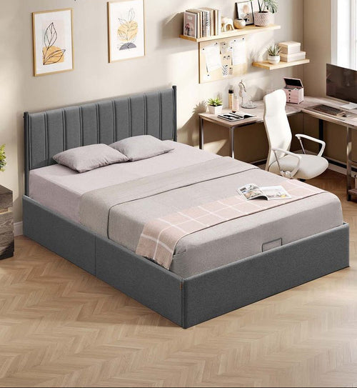 Bedframe met Opbergruimte – Donkergrijs – Met Comfortabel Hoofdbord en Hydraulisch Systeem