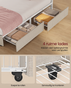 Luxe LED Boxspring Met USB-A & USB-C – Opbergladen – Verstelbaar Hoofdbord – Cappuccinobeige – Stabiel En Functioneel Design
