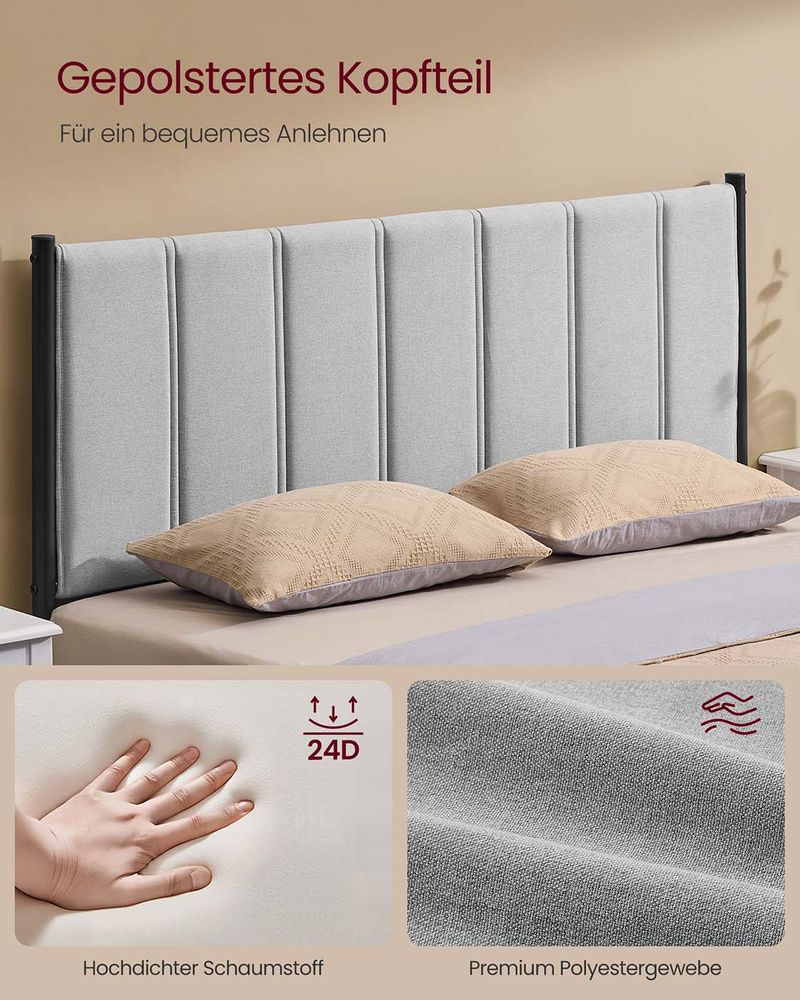 Gestoffeerd Bedframe met Hoofdbord – Minimalistisch – Met Opbergruimte tot 500 kg – 90/140/160 x 200 cm