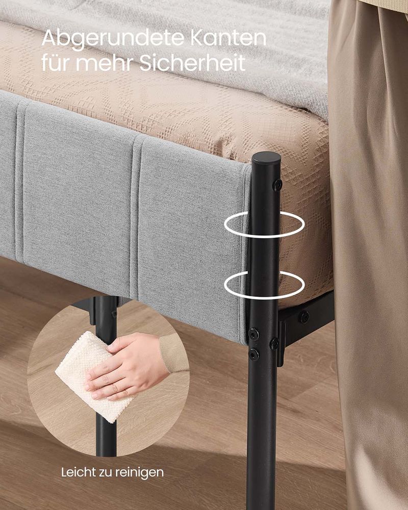 Gestoffeerd Bedframe met Hoofdbord – Minimalistisch – Met Opbergruimte tot 500 kg – 90/140/160 x 200 cm