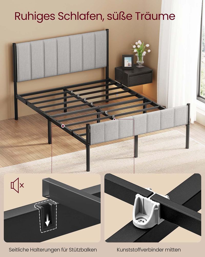 Gestoffeerd Bedframe met Hoofdbord – Minimalistisch – Met Opbergruimte tot 500 kg – 90/140/160 x 200 cm