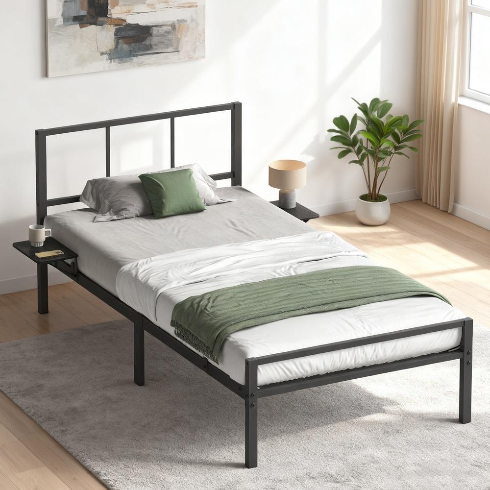 Eenpersoons Bedframe 90 x 190 cm - Metalen Frame - Met Hoofd- En Voeteneinde
