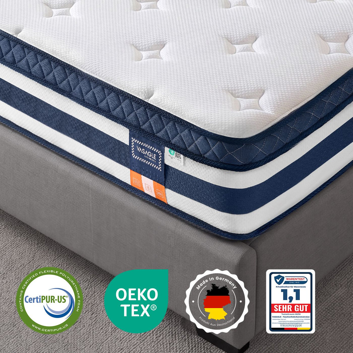 Pocketveringmatras Met Gel-Traagschuim - 7 Zones Middelstevig H3 - Met Koelende Toplaag