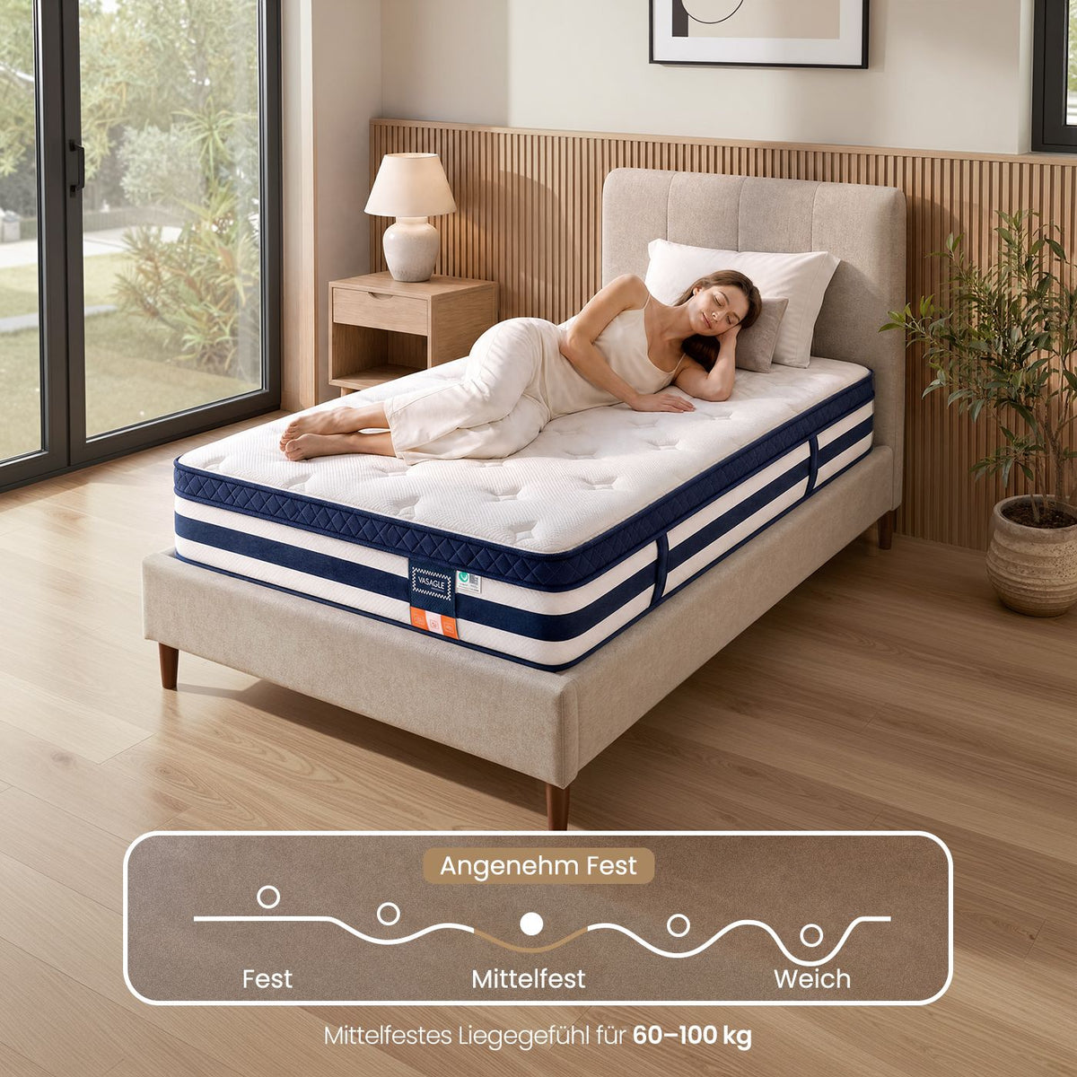 Pocketveringmatras Met Gel-Traagschuim - 7 Zones Middelstevig H3 - Met Koelende Toplaag