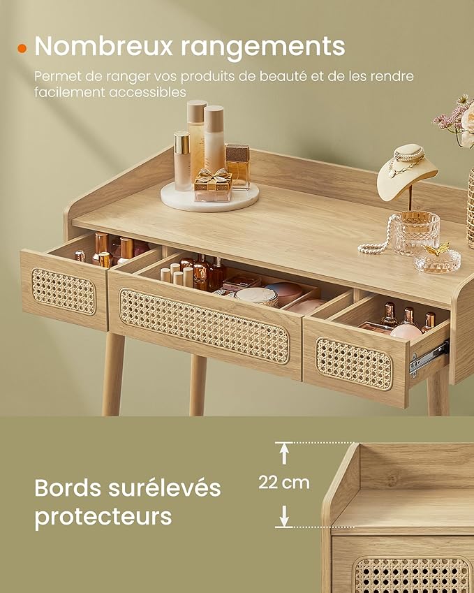 Kaptafel met Spiegel en Verlichting – Bohemian Design – 90 cm Breed – BOHO Collectie