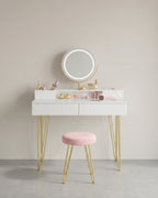 Kaptafel met Kruk - LED Verlichte Spiegel - Luxe Make-up Tafel