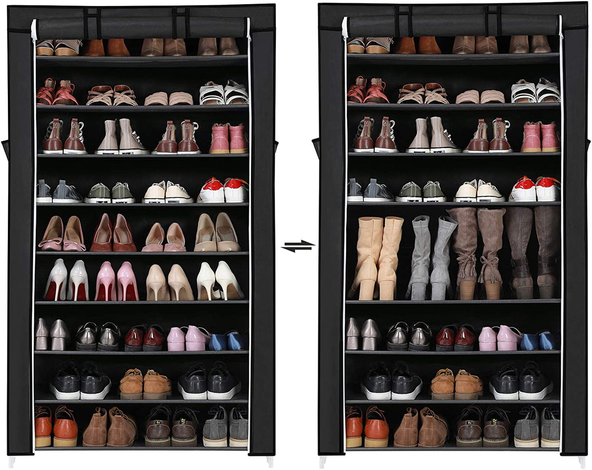 Schoenenkast met Stoffen Overtrek – 10 Lagen – Voor 45 Paar Schoenen – Met Ritsdeur en Zijkanten