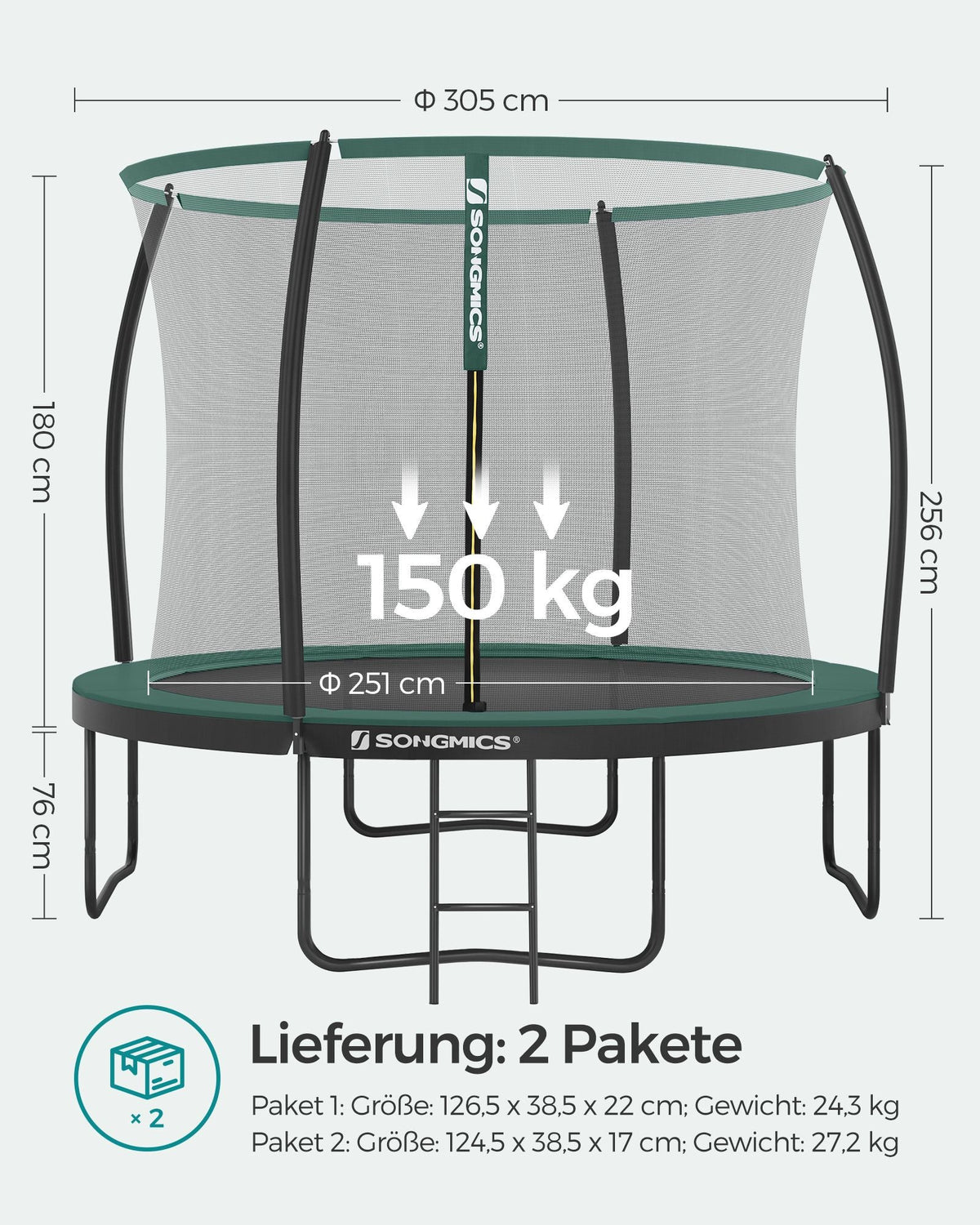 Tuintrampoline met Veiligheidsnet - Ronde Trampoline - Ø 305 - 366 cm