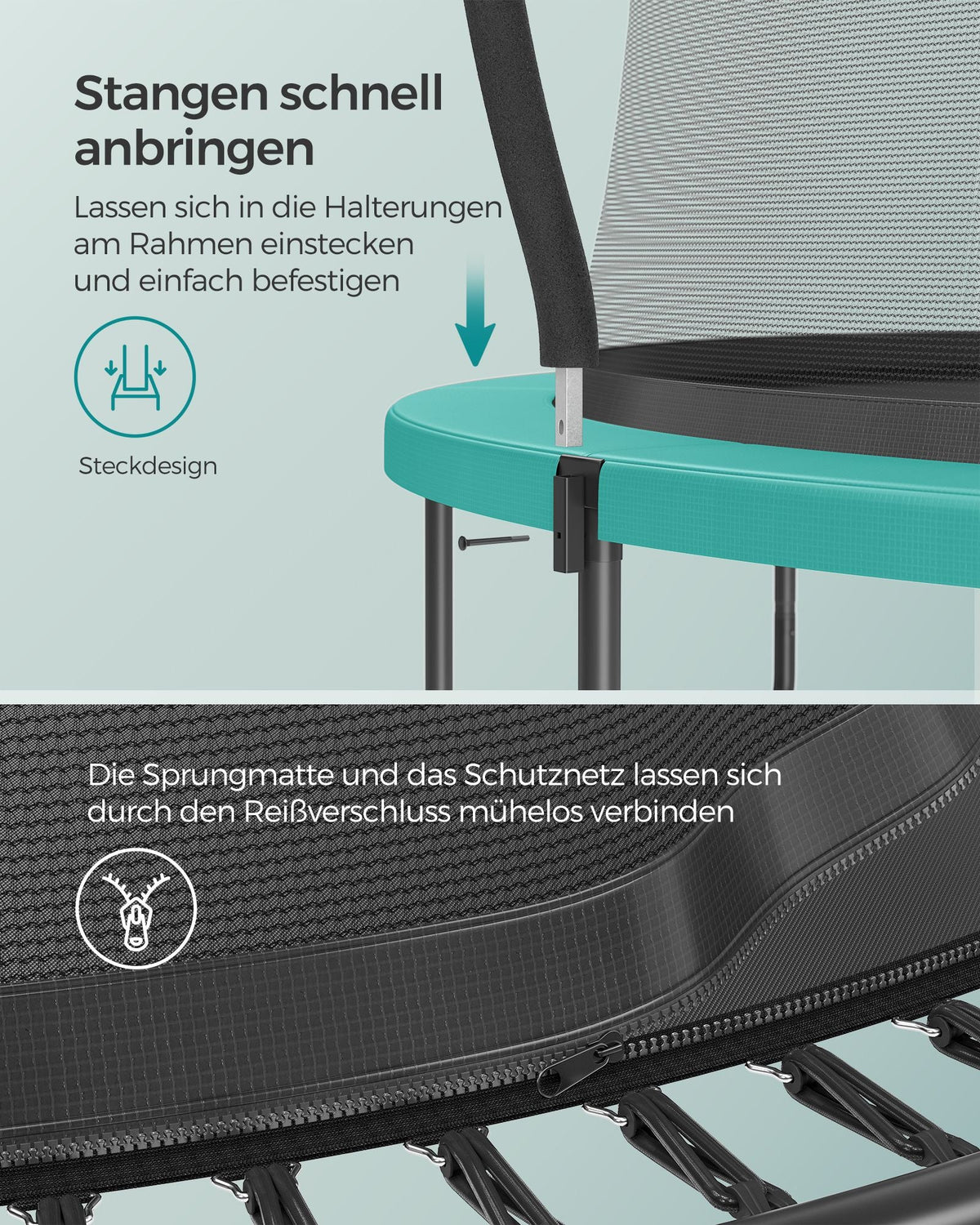 Rond Tuintrampoline zonder Veren – Veilig, Stil en Elastisch – Verkrijgbaar in 244 cm, 305 cm en 366 cm