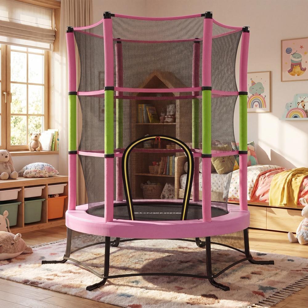 Kindertrampoline 174 cm - Met Veiligheidsnet En Randafdekking - Voor Tuin En Binnen
