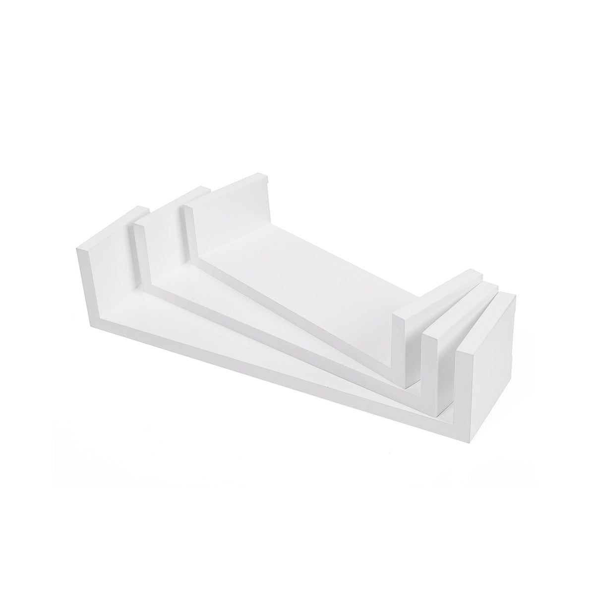 Zwevende Wandplanken Set van 3 – Hoogglans Wit – Wandrek met Onzichtbare Bevestiging voor Woonkamer & Keuken