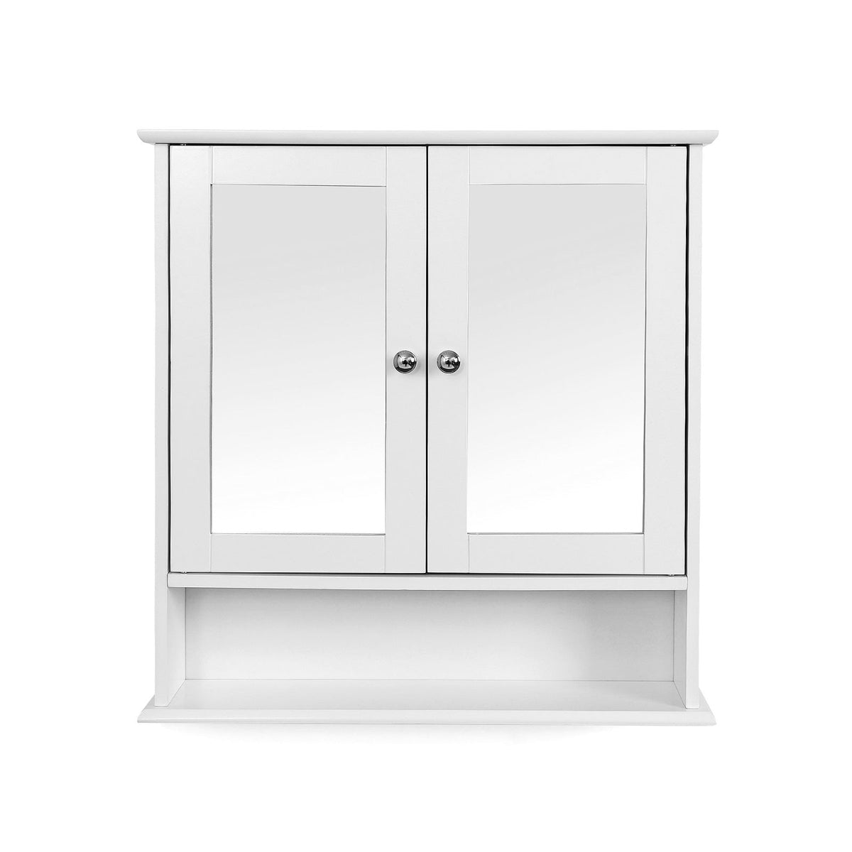 Badkamerkast met Spiegel – Wandkast met 2 Deuren – Opbergkast met Verstelbare Plank – 56 x 13 x 58 cm