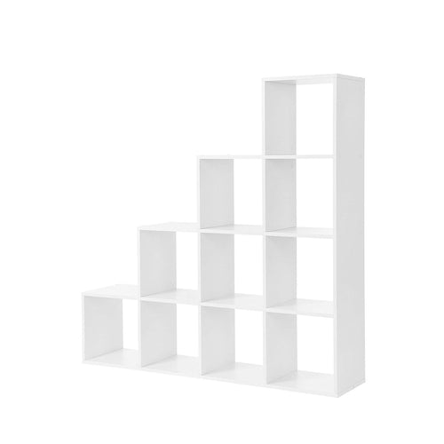 Boekenkast met 10 Vakken – Roomdivider – Opbergkast – 129,5 x 29 x 129,5 cm – Wit