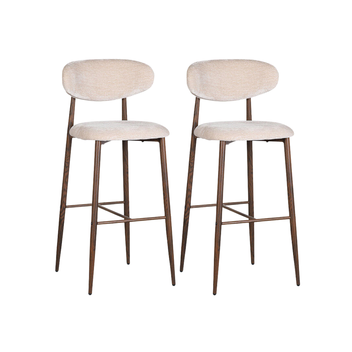 Japandi Barkruk - Set van 2 - Stijlvol & Comfortabel - Tan
