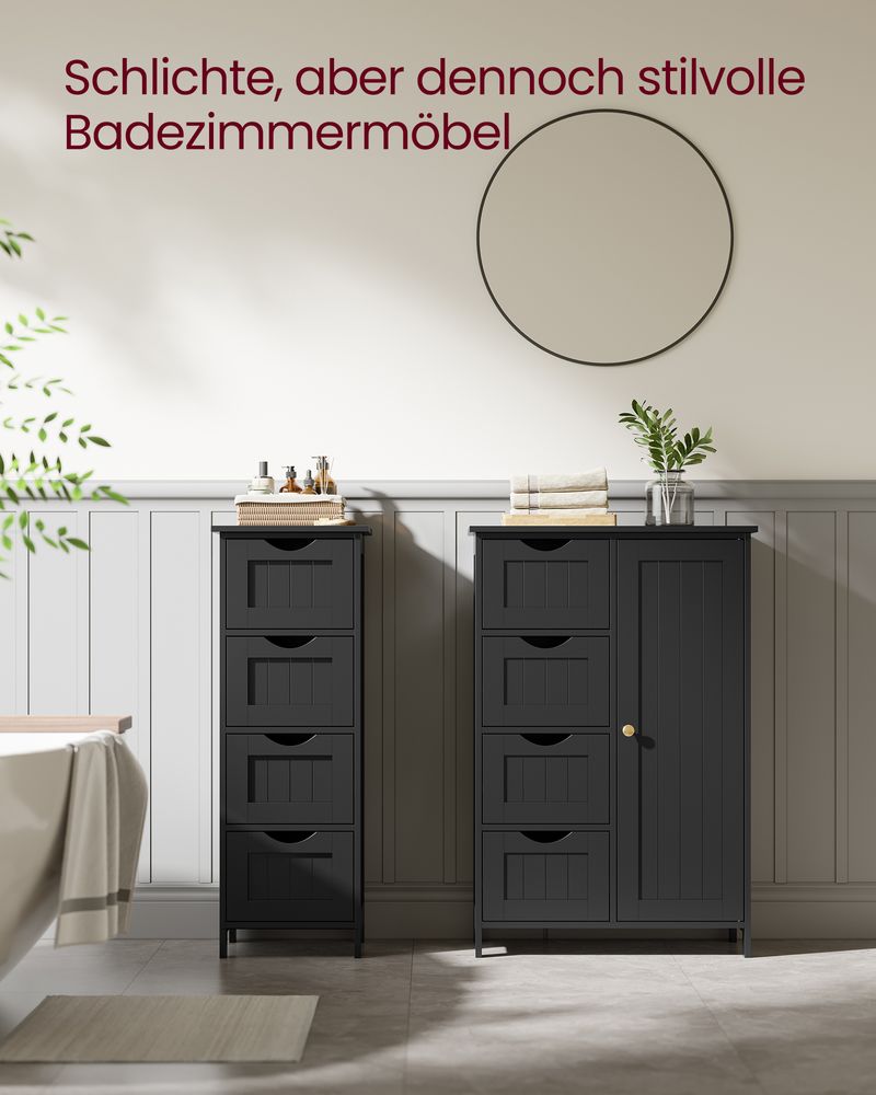 Badkamerkast - Ladekast - Opbergkast met Deur en Lades - 55 x 30 x 82 cm