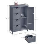 Badkamerkast - Ladekast - Opbergkast met Deur en Lades - 55 x 30 x 82 cm
