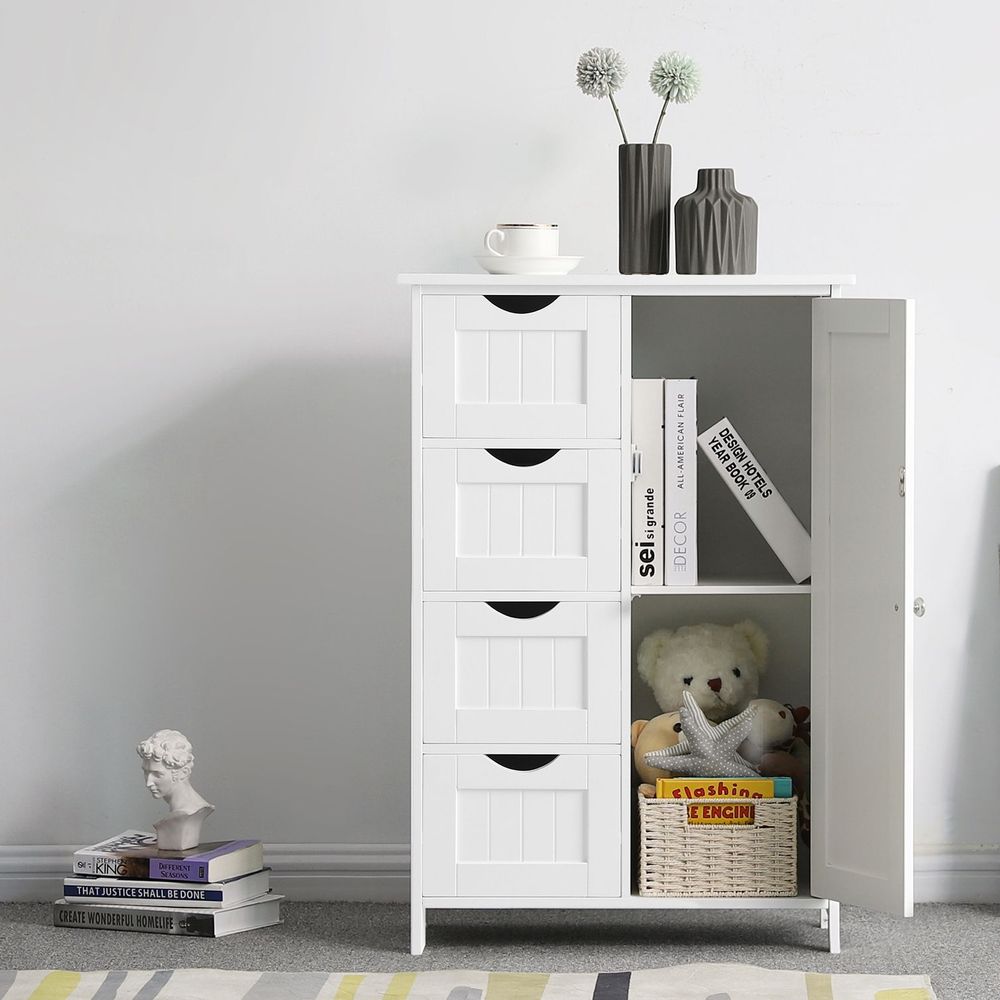 Badkamerkast - Ladekast - Opbergkast met Deur en Lades - 55 x 30 x 82 cm