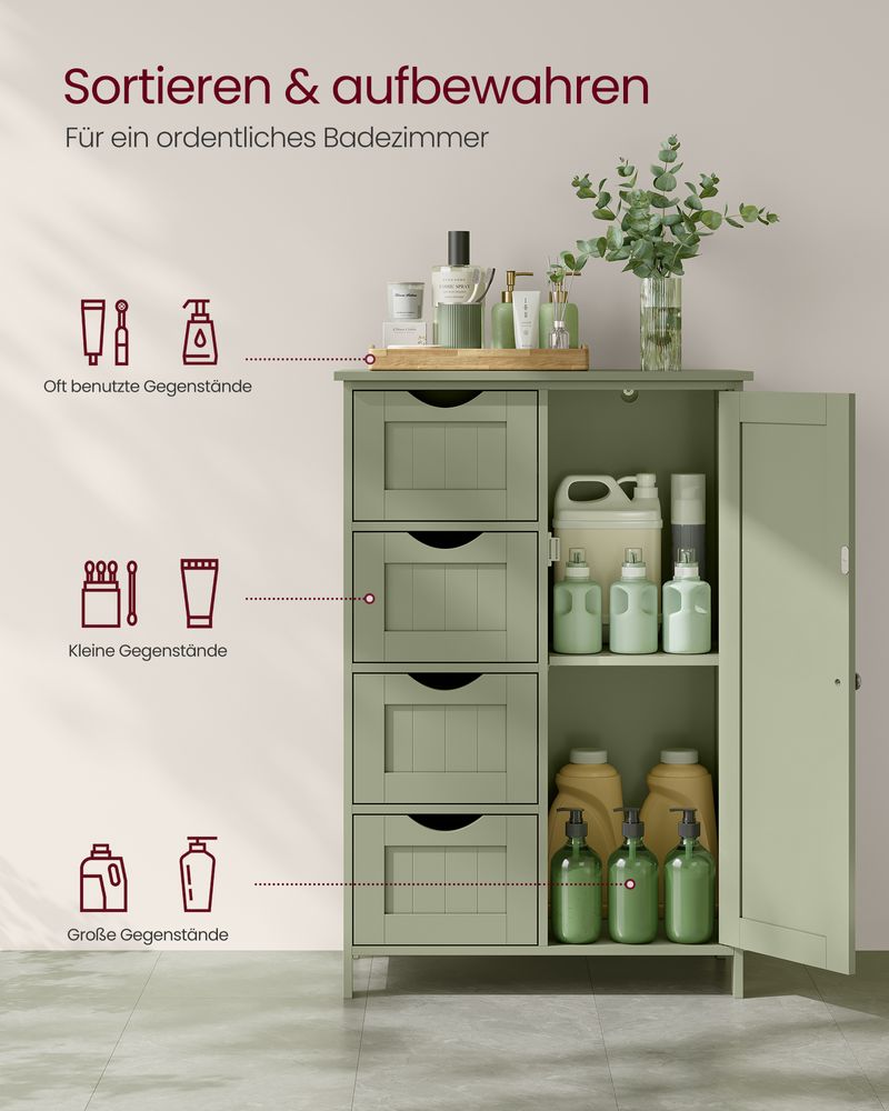 Badkamerkast - Ladekast - Opbergkast met Deur en Lades - 55 x 30 x 82 cm