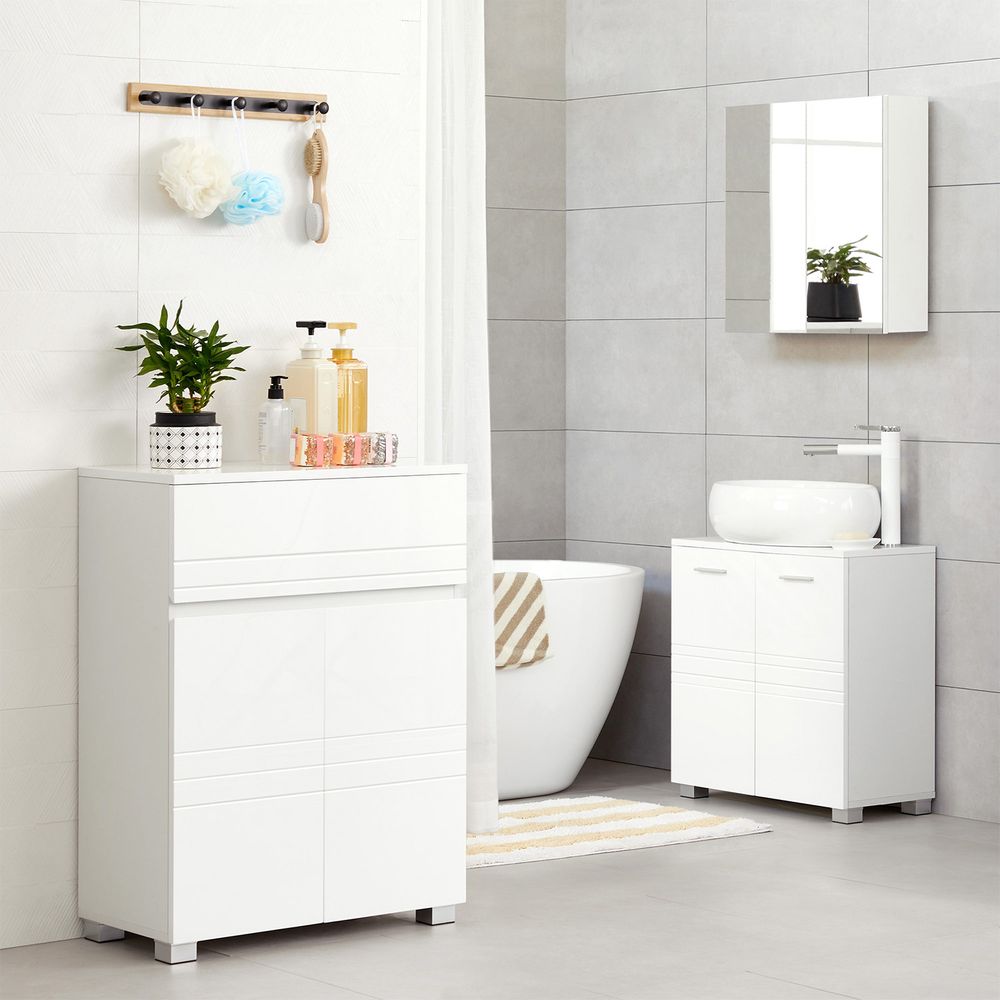 Badkamerkast met Opbergruimte - Moderne Bijzetkast - 60x80x30 cm - Wit