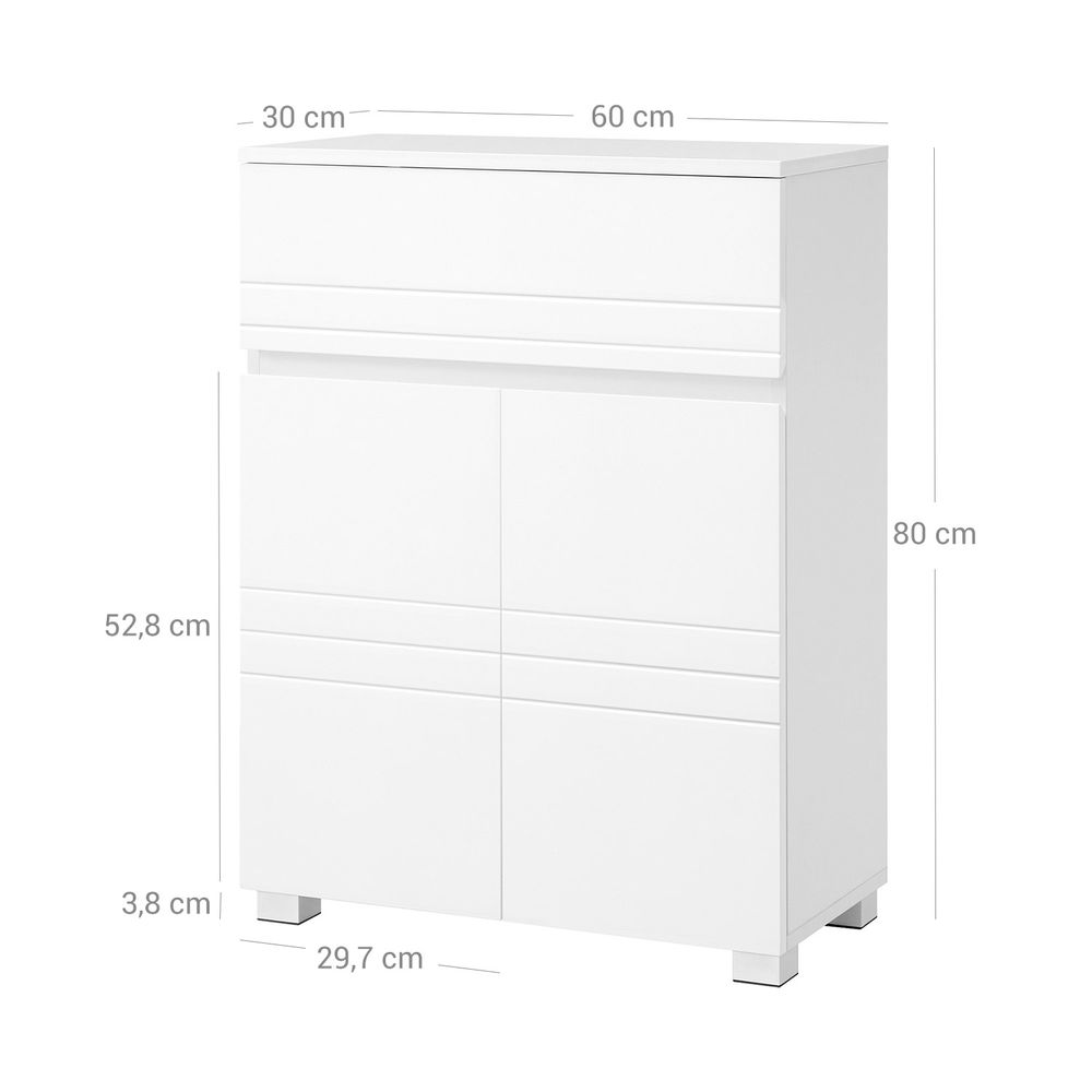Badkamerkast met Opbergruimte - Moderne Bijzetkast - 60x80x30 cm - Wit