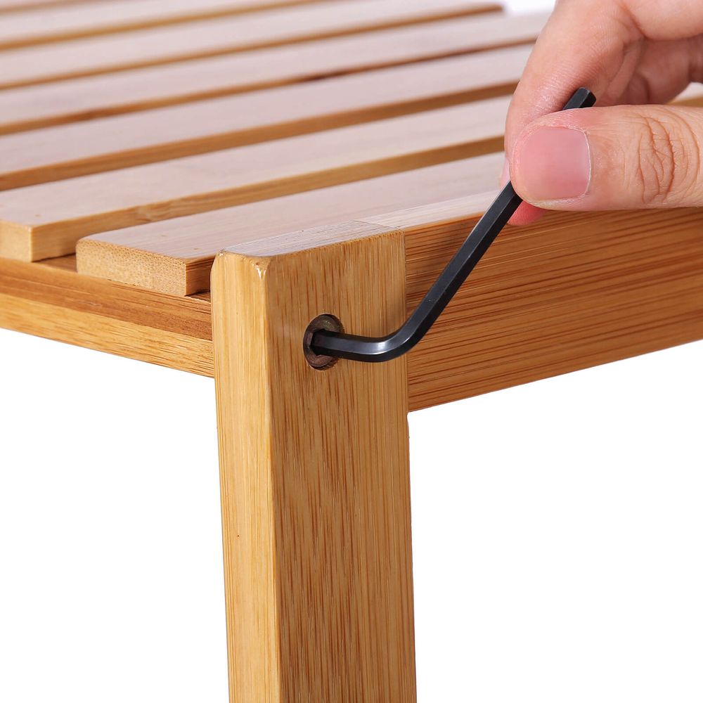 Bamboe Wandrek met Verstelbare Planken – Staand Opbergrek – voor Badkamer, Keuken & Woonkamer