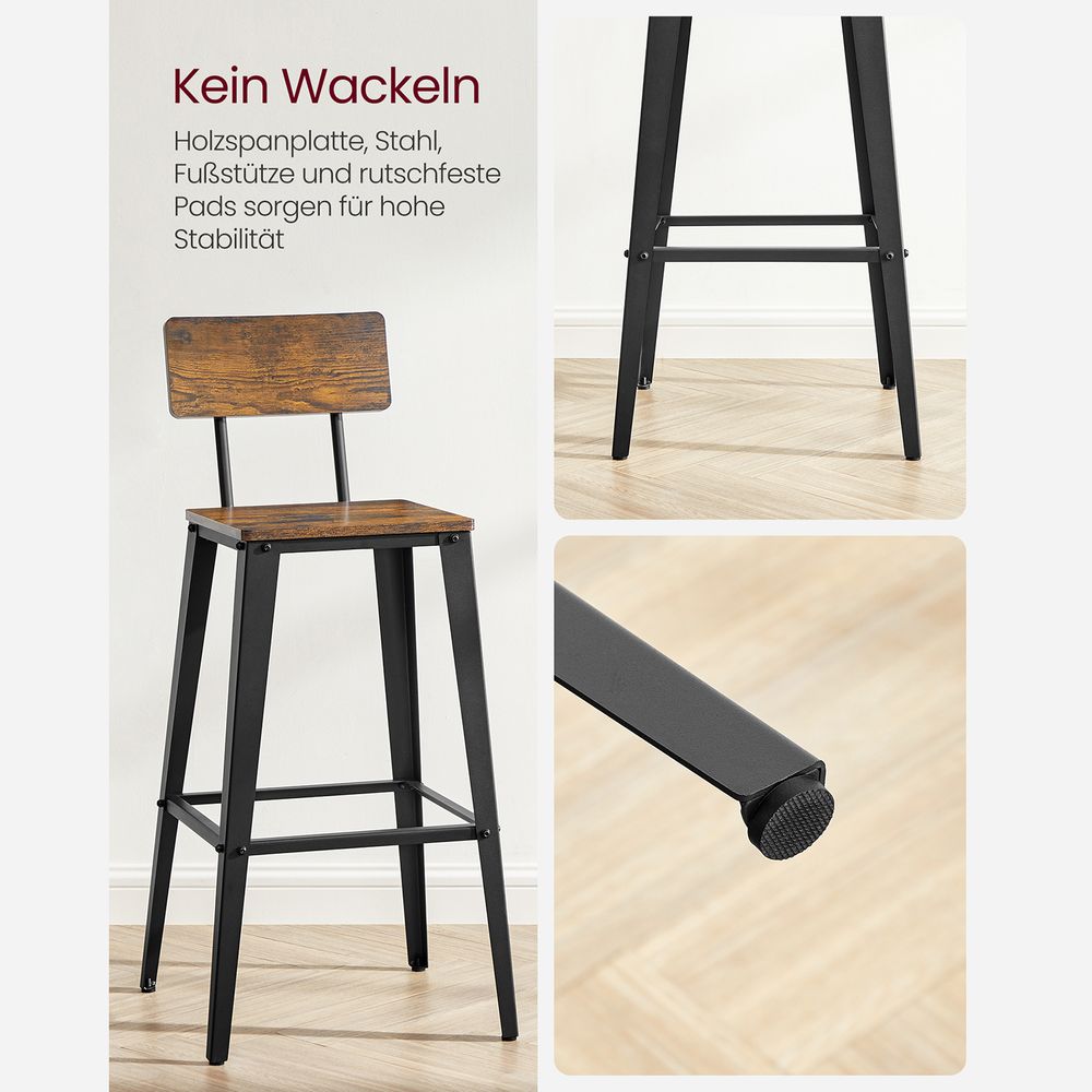 Barkrukken met Rugleuning - Set van 2 of 4
